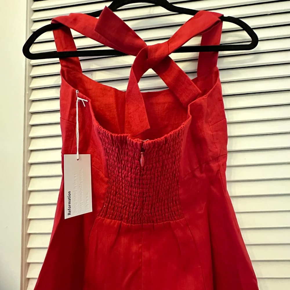 Reformation Isha Linen Dress in Cherry - Picture 15 of 15